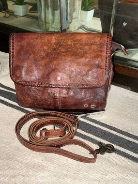 Bed Stu Leather Ziggy Clutch Crossbody Belt Bag Teak Brown Retail $195